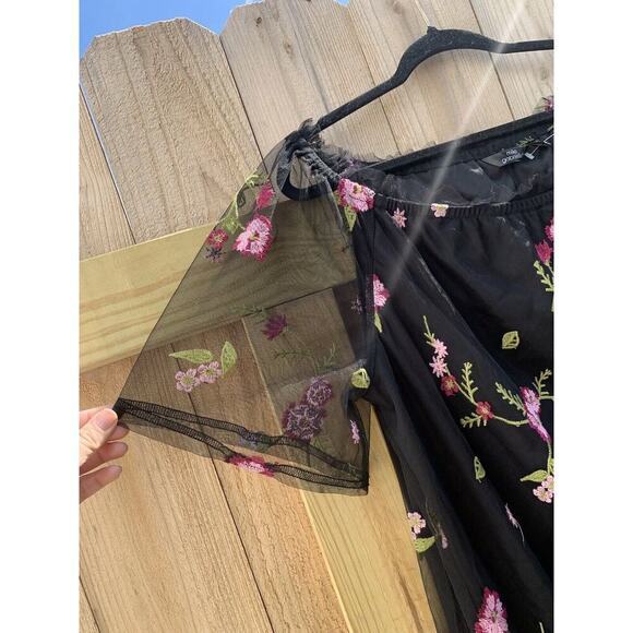MLLE GABRIELLE floral summer day beach dress Sz XL black sheer embroidered‎ - Picture 3 of 7